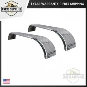 22938-2x Aftermarket Set Of 2 Boat Trailer Aluminum Diamond Plate Tandem Axle Fenders 10 Inch X 64 13