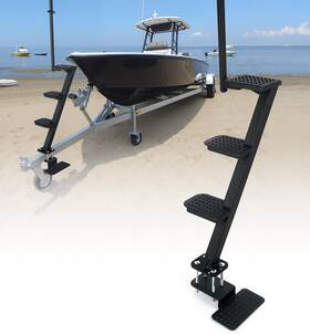 Apbts-bm-g1-4s Aupar Boat Trailer Steps 4 Step Heavy Duty 450lb Capacity Safety Grab Handle
