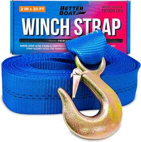 Better Boat 850033414318 Trailer Winch Strap With Hook Bow 10000lbs 2 Inch X 20