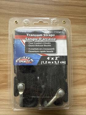 59810 Boater Sports Qty 2 New Transom Straps Inch X4ft Adjustable Coated Hooks