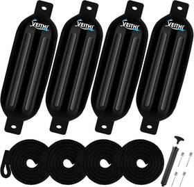 Hcx-5.5-01 Brand Veithi 4.5/5.5/6.5/8.5/10/16 Inch Boat Fenders 4 Pack Ribbed 5.5 X 20 Black
