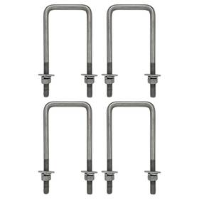 Brickyard K24 4pk 4 Galvanized Square U Bolt Kit 1/2 Inch D X 3-1/16 W 7-5/16 L For Boat Trailer
