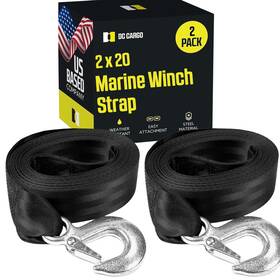 220mws Dc Cargo Mall Boat Trailer Winch Strap With Hook 2-pack 2 Inch X 20ft 3 000lb Bre