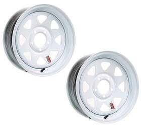 Dexstar 191215030668 Ecustomrim 2-pack Trailer Rims 15x5 5 Lug On 4.5 Inch Center White Spoke Wheel