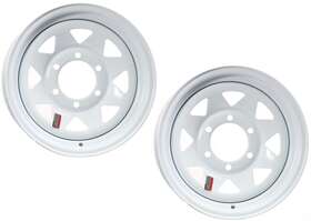 Dexstar Amw20740x2 2-pack Trailer Rims 16x6 16 Inch 6 Hole 5.5 Oc White Steel Spoke Wheel