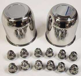 107ezss60c-2 Ecustomrim 2 Trailer Wheel Lug And Cap Sets - Stainless Hub Cover 12 Ss Lugs 3.75 Inch Center
