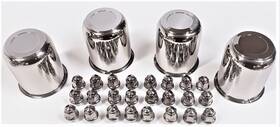 107ezss60c-4 Ecustomrim 4 Trailer Wheel Lug And Cap Sets - Stainless Hub Cover 24 Ss Lugs 3.75 Inch Center