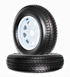 75d15 Ecustomrim 191215002719 2-pack Trailer Tires On White Rims St205/75d15 Load C 5 Lug 15 X Wheel