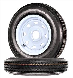 530-12 Ecustomrim 191215005116 2-pack Trailer Tires On White Wheel Rims 5.30-12 5.30 X 12 Load C 4 Lug