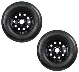 75r15 Ecustomrim 191215014279 2-pack Radial Trailer Tires With Black Rims St205/75r15 Lrc 5 Lug/4.5 Modular Wheel