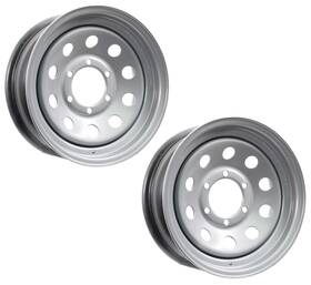 3760 Ecustomrim 191215023264 2-pack Trailer Rim Wheel 16x6 6-5.5 Silver Modular Lb. 4.27 Center Bore