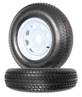 75d14 Ecustomrim 191215030880 2-pk Trailer Tire On Rim St205/75d14 205/75 14 Inch Lrc 5 Hole White Spoke Wheel