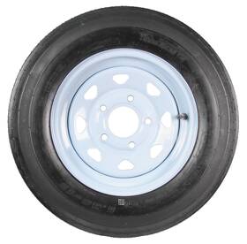 Ecustomrim 5663 Trailer Tire Rim Assembly 5.30-12 530-12 12 Inch 5 Lug White Spoke Wheel