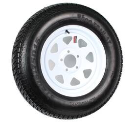 Amw3s640 Ecustomrim Trailer Tire On Rim St205/75d15 205/75 D Lrc 4.5 Inch Bolt Hole White Spoke Wheel