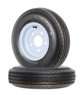 Tr1001-2 Ecustomrim Two Trailer Tires On Rims 4.80-8 480-8 4.80 X 8 Inch B 5 Lug Bolt Wheel White