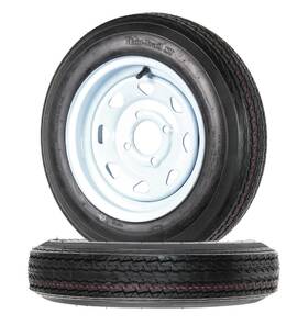 Ecustomrim Tr1008-2 2-pack Trailer Tire Rim Assembly 4.80-12 480-12 12 Inch 4 Lug White Spoke Wheel