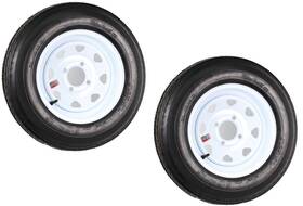 Tr1010-2 Ecustomrim Two Trailer Tires On Rims 5.30-12 530-12 5.30 X 12 4 Lug Wheel White Spoke