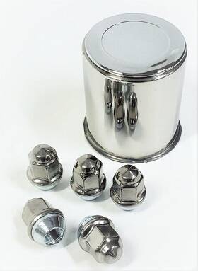 Tr1030 Ecustomrim Trailer Wheel Lug And Cap Set. Stainless Steel Hub Cover 5 Ss Lugs 3.19in Center