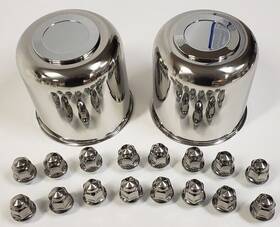 Tr1034-2 Ecustomrim 2 Trailer Wheel Lug And Cap Sets - Stainless Hub Cover 16 Ss Lugs 4.90 Inch Center