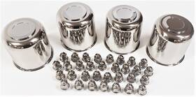 Tr1034-4 Ecustomrim 4 Trailer Wheel Lug And Cap Sets - Stainless Hub Cover 32 Ss Lugs 4.90 Inch Center