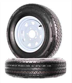 Tr20062 Ecustomrim 2-pk Radial Trailer Tire On Rim St175/80r13 175/80r-13 C 5 Lug White Spoke Wheel