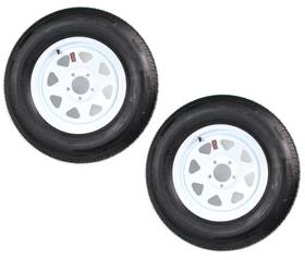 Tr20078 Ecustomrim 2-pk Radial Trailer Tire Rim St205/75r15 205/75 C 5 Lug Bolt White Spoke Wheel