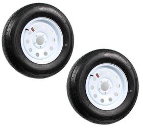 Tr20079 Ecustomrim Two Radial Trailer Tires On Rims St205/75r15 205/75-15 5 Lug White Modular Wheel
