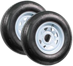 Tr20091 Ecustomrim 2-pk Radial Trailer Tire Rim St225/75r15 225/75-15 6 Lug Bolt White Spoke Wheel