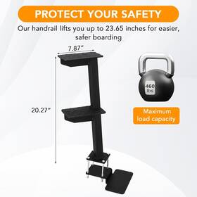 Fanthorn 629831749423 Heavy Duty Boat Trailer Steps Non-slip Long Handrail Adjustable 500lbs Capacity