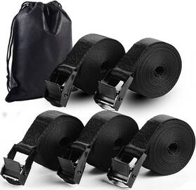 Strap-5pc-2.4m Huansha 5pack Cam Buckle Tie Down Straps 1 Inch X 8 Ft Heavy Duty Lashing 8ft Black