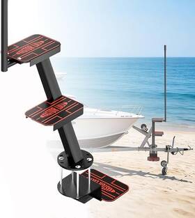 Kastor Lulu K-ctj-3step Boat Trailer Tongue Steps 3-step Ladder With Safety Handle Eva Anti-slip 700lb Cap