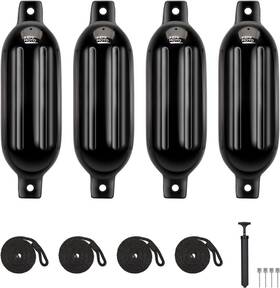 B1610-01001bk Kemimoto Boat Fenders Bumpers For 15-35ft 4 5.5 20 Inch Black