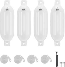 B1610-01001wh Kemimoto Boat Fenders Bumpers For 15-35ft 4 5.5 20 Inch White
