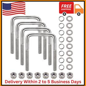 Mookeerf 639394776972 4 Set Stainless Steel Square U-bolt Kit For Boat Trailer Heavy Duty With Nuts