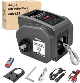 91946a Nilight Boat Winch For Trailer 3500 Lbs Portable Electric With Steel Cable Gray