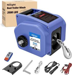 91947a  Nilight Electric Boat Winch With Steel Cable 12vdc 3500lbs For Trailer Blue