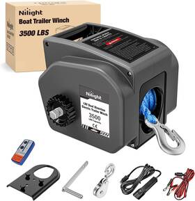 91950a Nilight Gray Boat Trailer Winch 3500 Lbs Portable Electric With Synthetic Rope