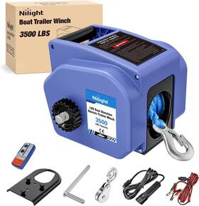 91951a Nilight Boat Trailer Winch Blue 3500 Lbs Portable Electric With Synthetic Rope