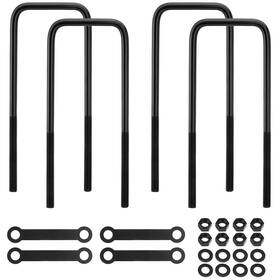 11029173 Racewill 12 Inch Square Bend U-bolt Kits Heavy Duty Steel U-bolts With 6 Tie