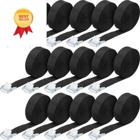 Straps-245 Riakrum 15 Pack 6.5 Feet Lashing Straps Adjustable Kayaks Tie Black