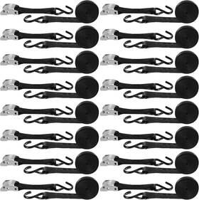 Sw-riakrum-658663 Riakrum 16 Pcs Cambuckle Tie Down Straps 1763lbs Break Strength Securing Black