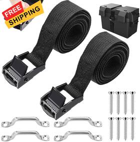O-093 Seamaka 2 Pcs 1 Inch X 4ft/48 Battery Tie Down Strap Straps With Mounts Black