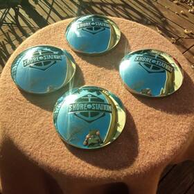 Ss004t Shore Station Boat Trailer Hubcaps Baby Moon Lot Of 4