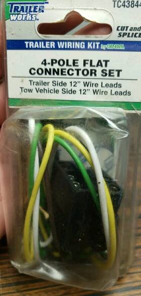 Tc43844 Trailer Works Wiring Kit 4-pole Flat Connector Set
