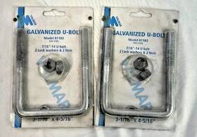 81182 Valmar 2 Pack Of Marine U-bolts Part 7/16 Inch Locl Washers And Nuts