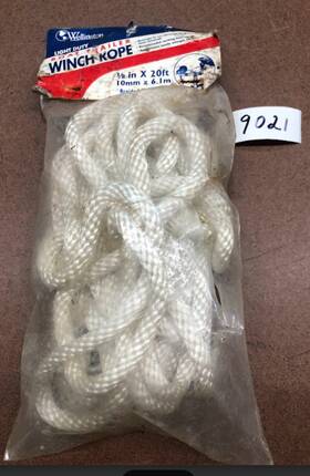 G1024u0020 Wellington Boat Trailer Light Duty White Winch Rope 3/8 Inch X 20ft