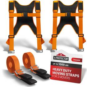 Ms-bs-2-or X-protector Moving Straps - 2 Pairs Lifting For Movers Orange