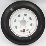 Loadstar 5-HOLE 12" X4" Red & Blue Pin Stripe White Spoke Trailer Wheel And Tire. Fixed Price $113.99.