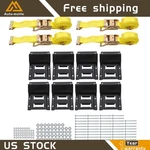 Wheel Tire Tie Down 9' Track Yellow Ratchet Straps Steel For Trailers Trucks. Fixed Price $61.88.