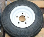 (1) Trailer Carlstar Tire On Rim 4.80-8 480-8 Lrb 5 Lug Hole Bolt White Wheel. Fixed Price $48.00.